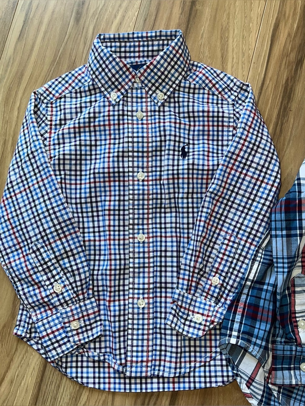 Ralph Lauren Toddler Boys Plaid Button Up Dress Shirt Bundle 2T Blue Pony Logo - Picture 3 of 9